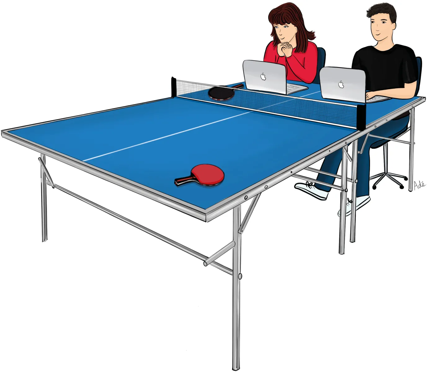 La Table de ping-pong — illustré par Adé.